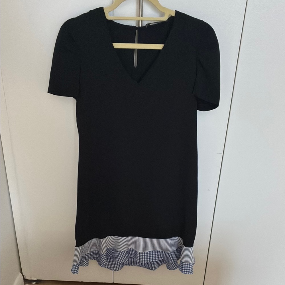 Zara Black Mini Dress with Ruffle Hem Size Small